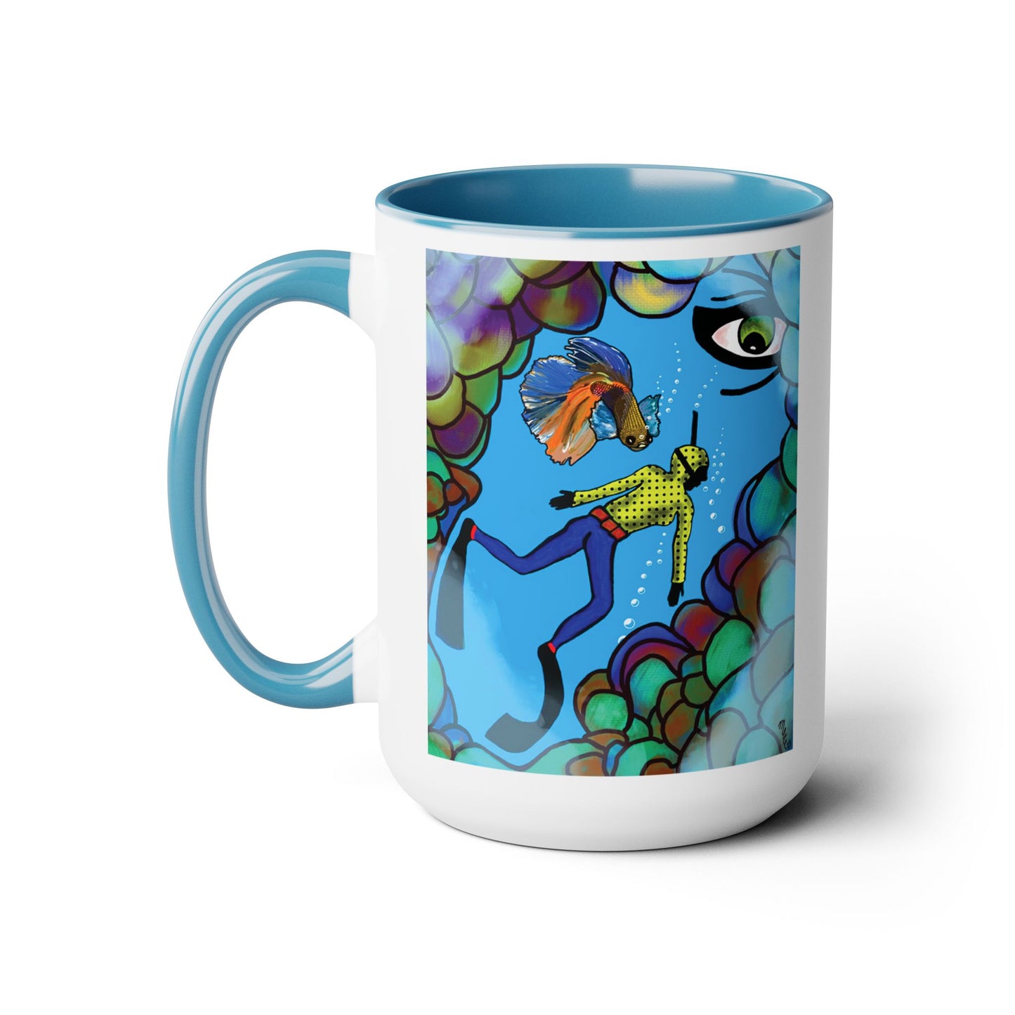 "Beta Test" Two-Tone Coffee Mugs, 15oz