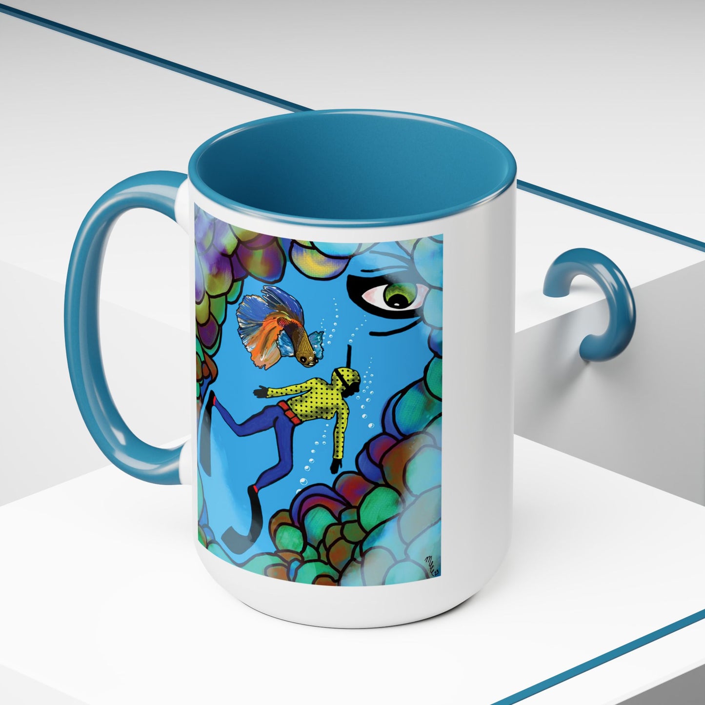 "Beta Test" Two-Tone Coffee Mugs, 15oz