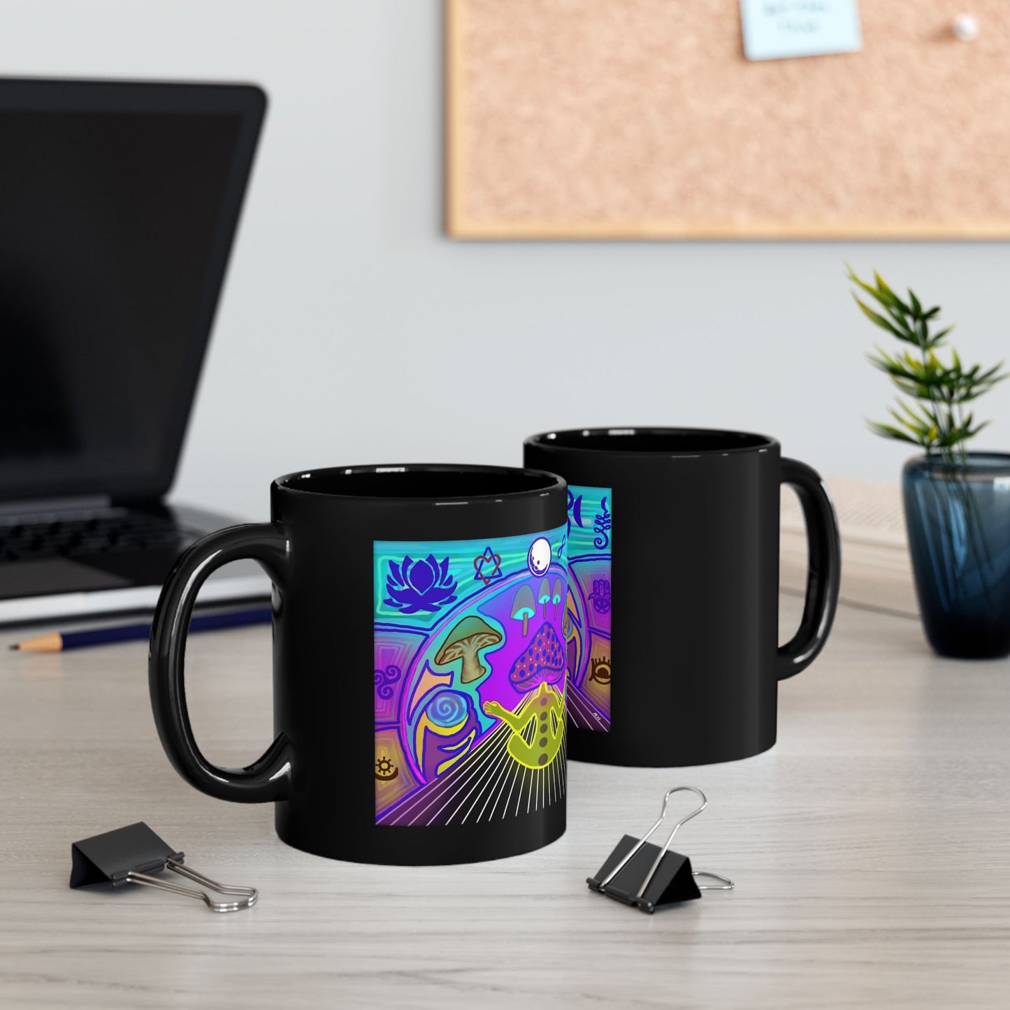 "Psychedelic Ink Trip" Black Ceramic Mug 11oz