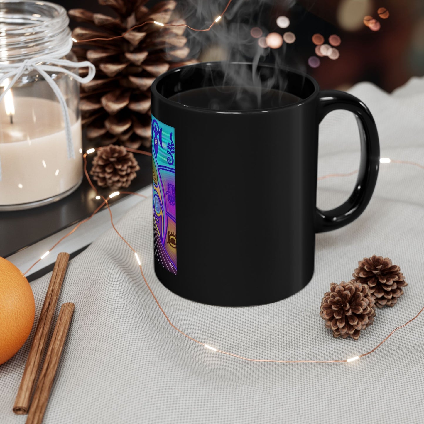 "Psychedelic Ink Trip" Black Ceramic Mug 11oz