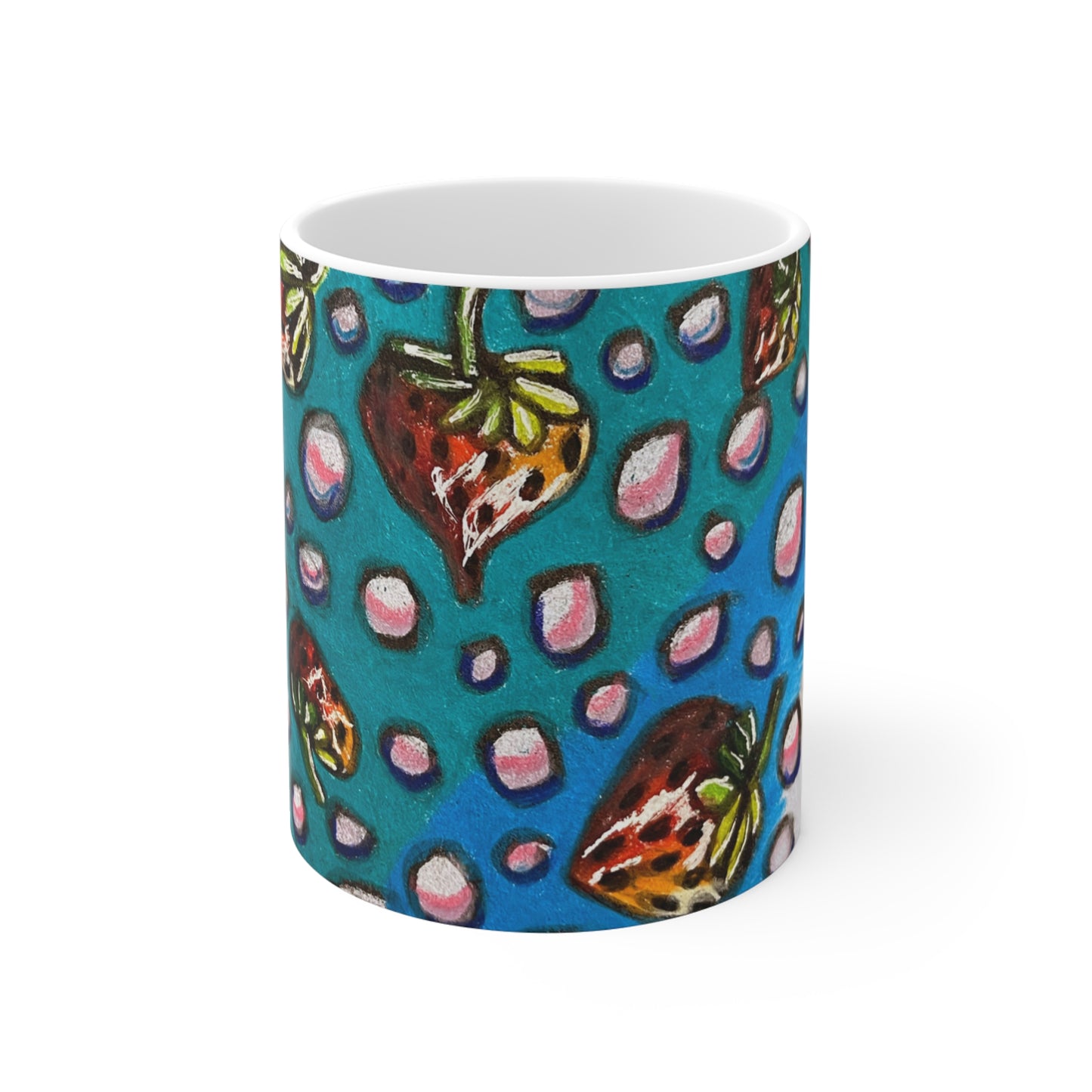 "Strawberry Bubbles" Ceramic Mug 11oz