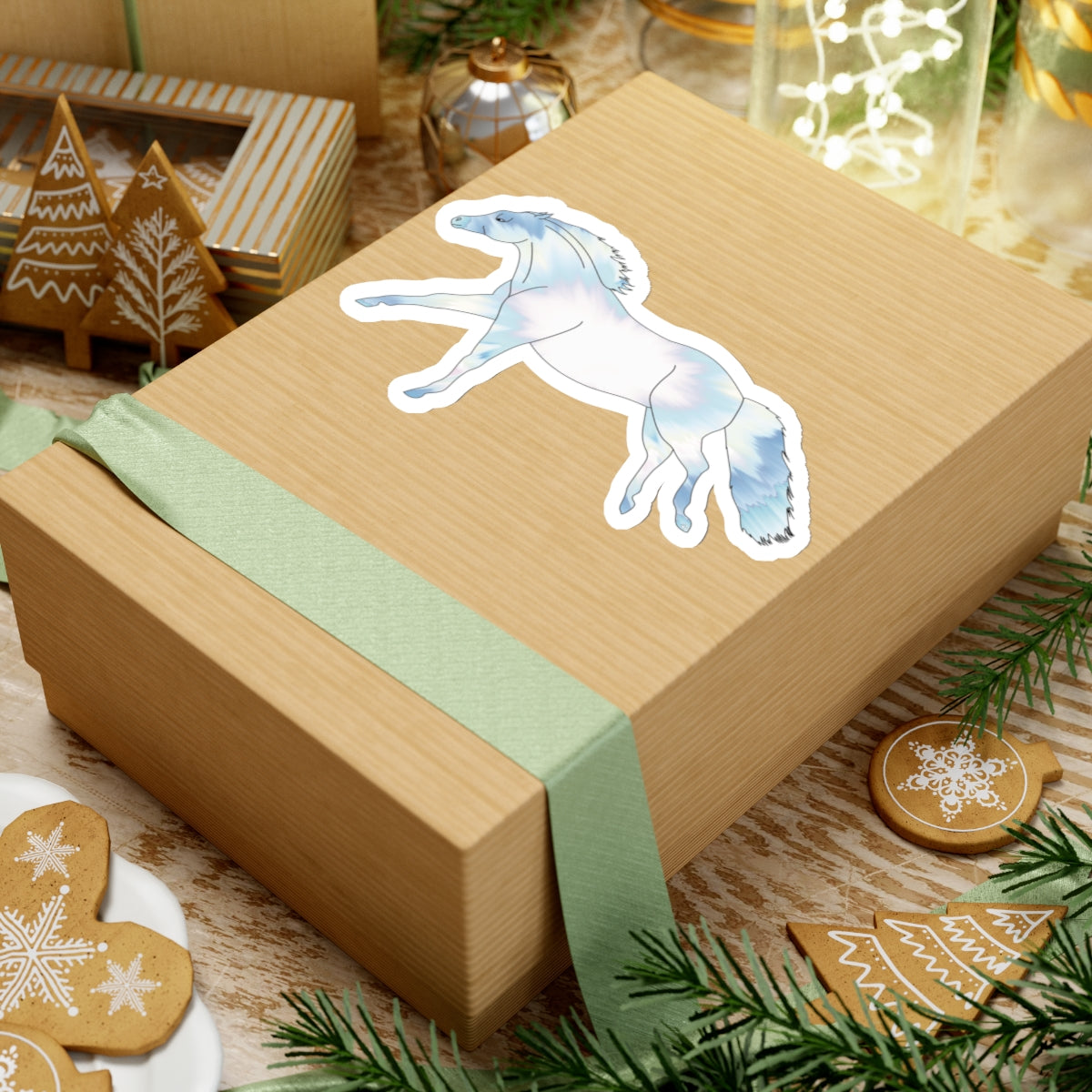 "Untethered Soft Blues Horse" Kiss-Cut Stickers