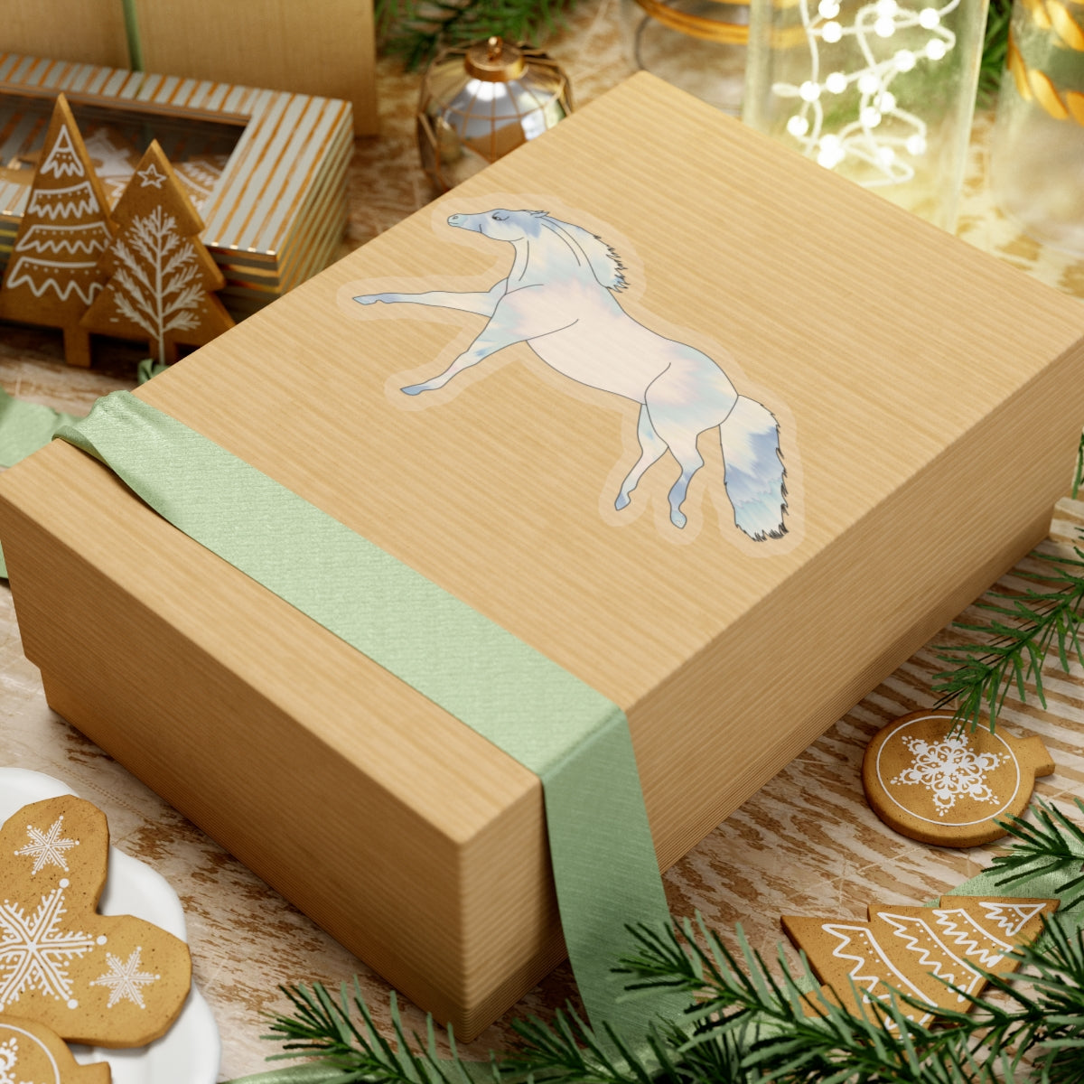 "Untethered Soft Blues Horse" Kiss-Cut Stickers