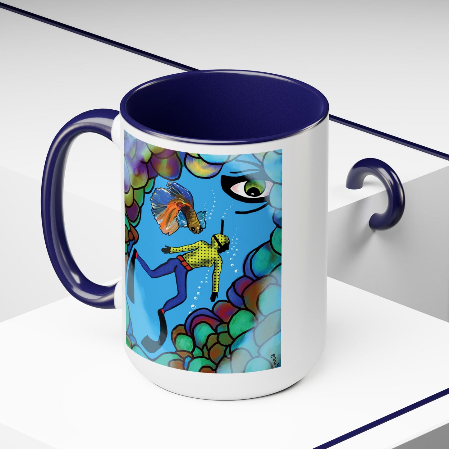 "Beta Test" Two-Tone Coffee Mugs, 15oz